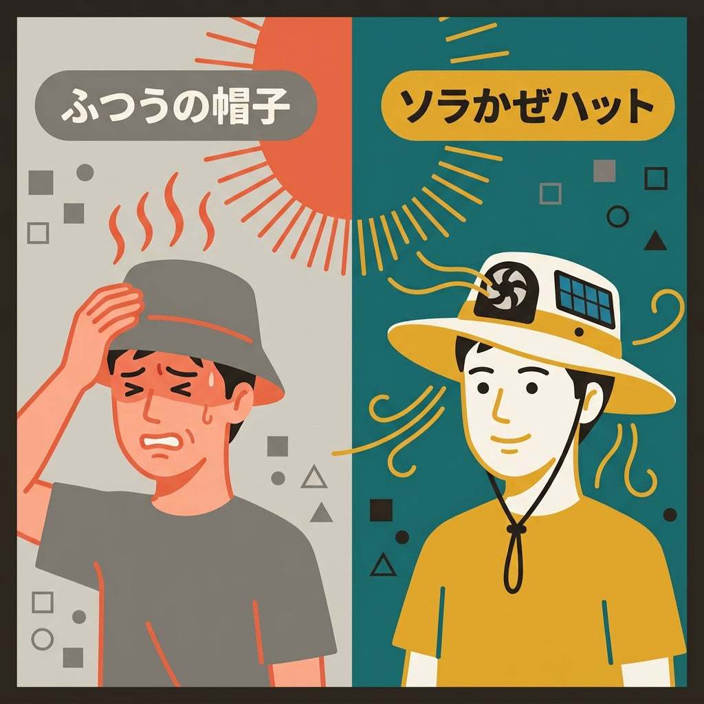 ソラかぜハット™｜ソーラー充電ファン内蔵 ワイドつば日よけハット（ファン着脱式）