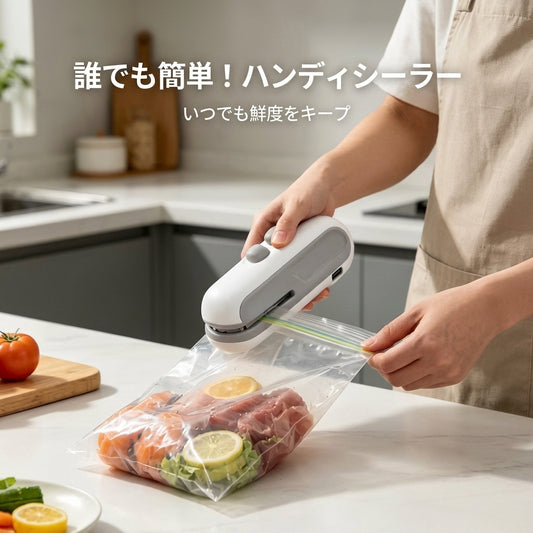 タイトル: 食材の鮮度を逃さない：ポータブル真空シーラー