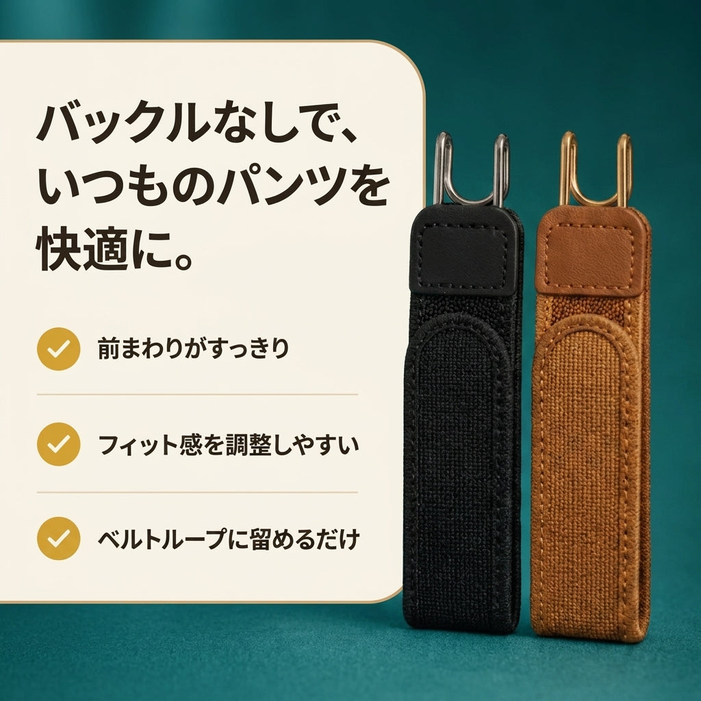 スラリベルト™ ノーバックルベルト｜前バックルなしで腰まわりすっきり