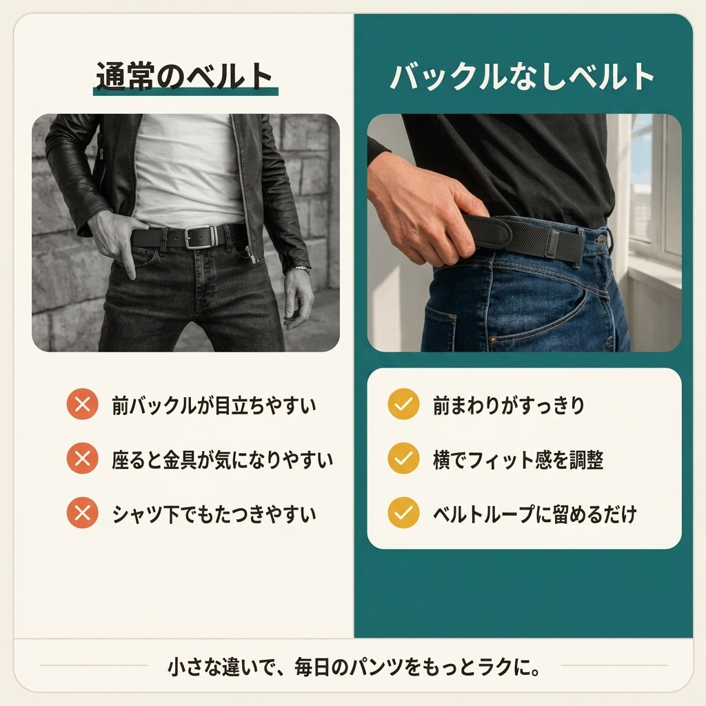 その“ベルトの出っ張り”、なくしませんか。