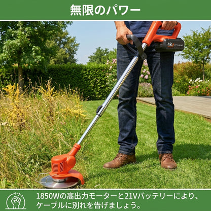 D80 PRO ハイパワー充電式草刈機【特典：替刃セット・保護ゴーグル・グローブ付き】