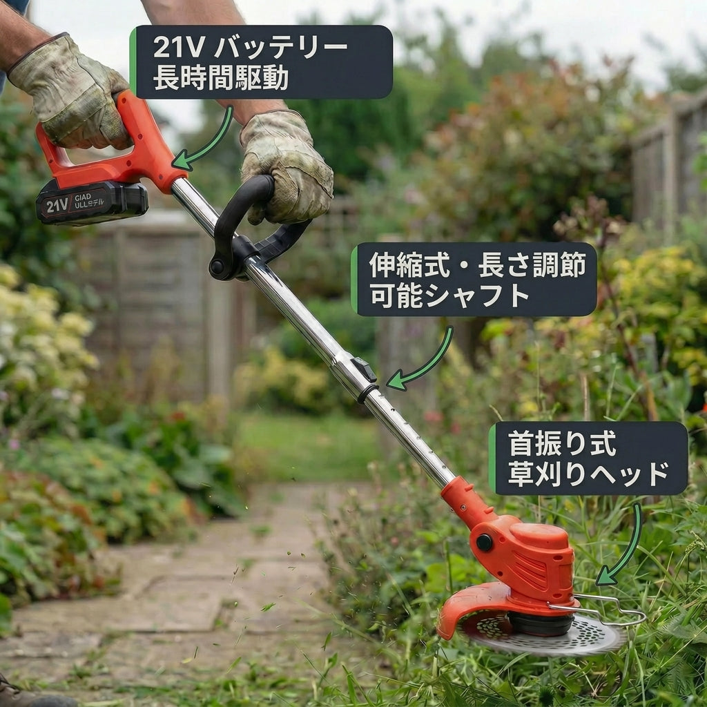 D80 PRO ハイパワー充電式草刈機【特典：替刃セット・保護ゴーグル・グローブ付き】