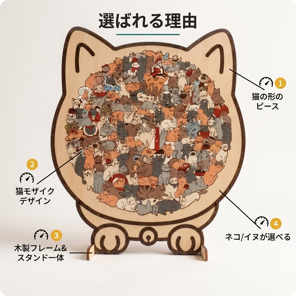 ぬくもりパズル™ 木製アニマルパズル｜フレーム＆スタンド一体