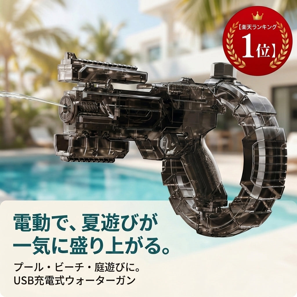 なつしぶき™ 電動ウォーターガン｜USB充電式・給水タンク付き