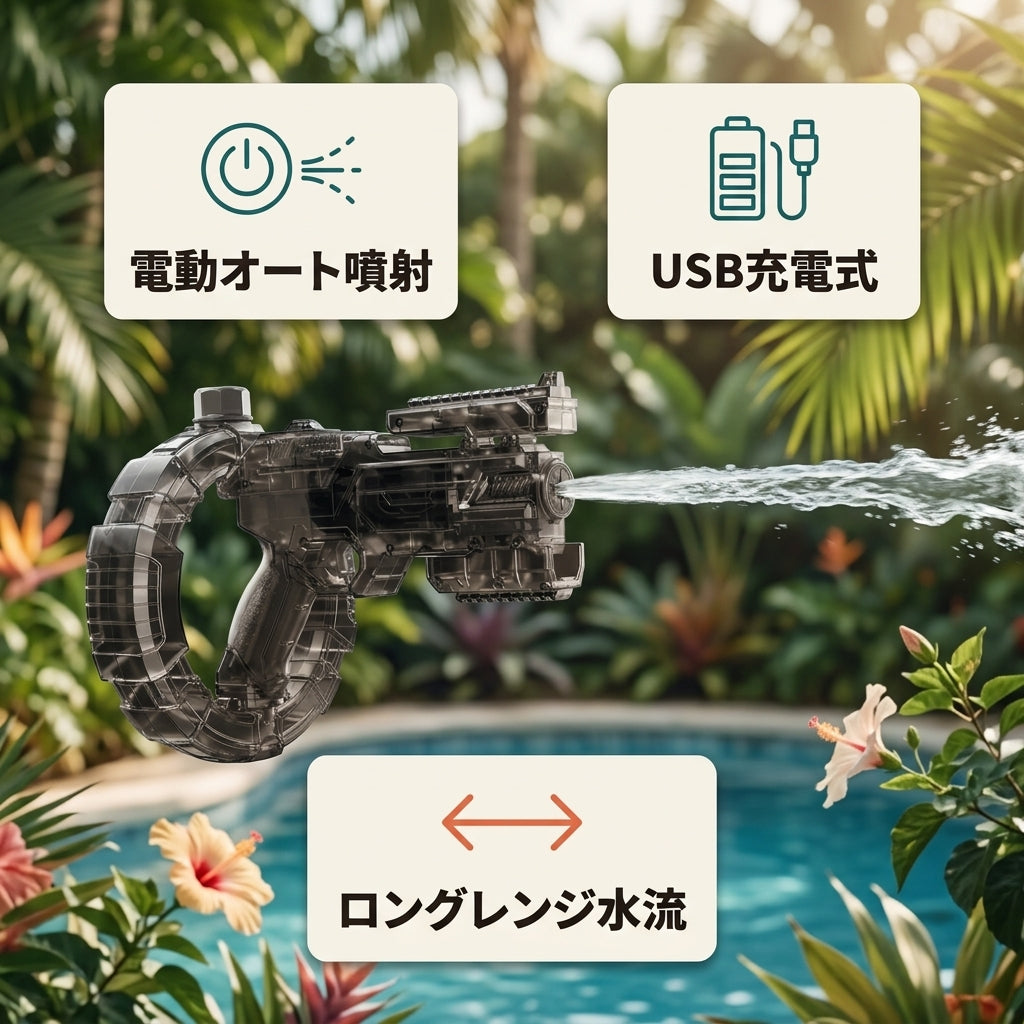 なつしぶき™ 電動ウォーターガン｜USB充電式・給水タンク付き