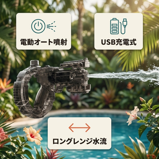 なつしぶき™ 電動ウォーターガン｜USB充電式・給水タンク付き